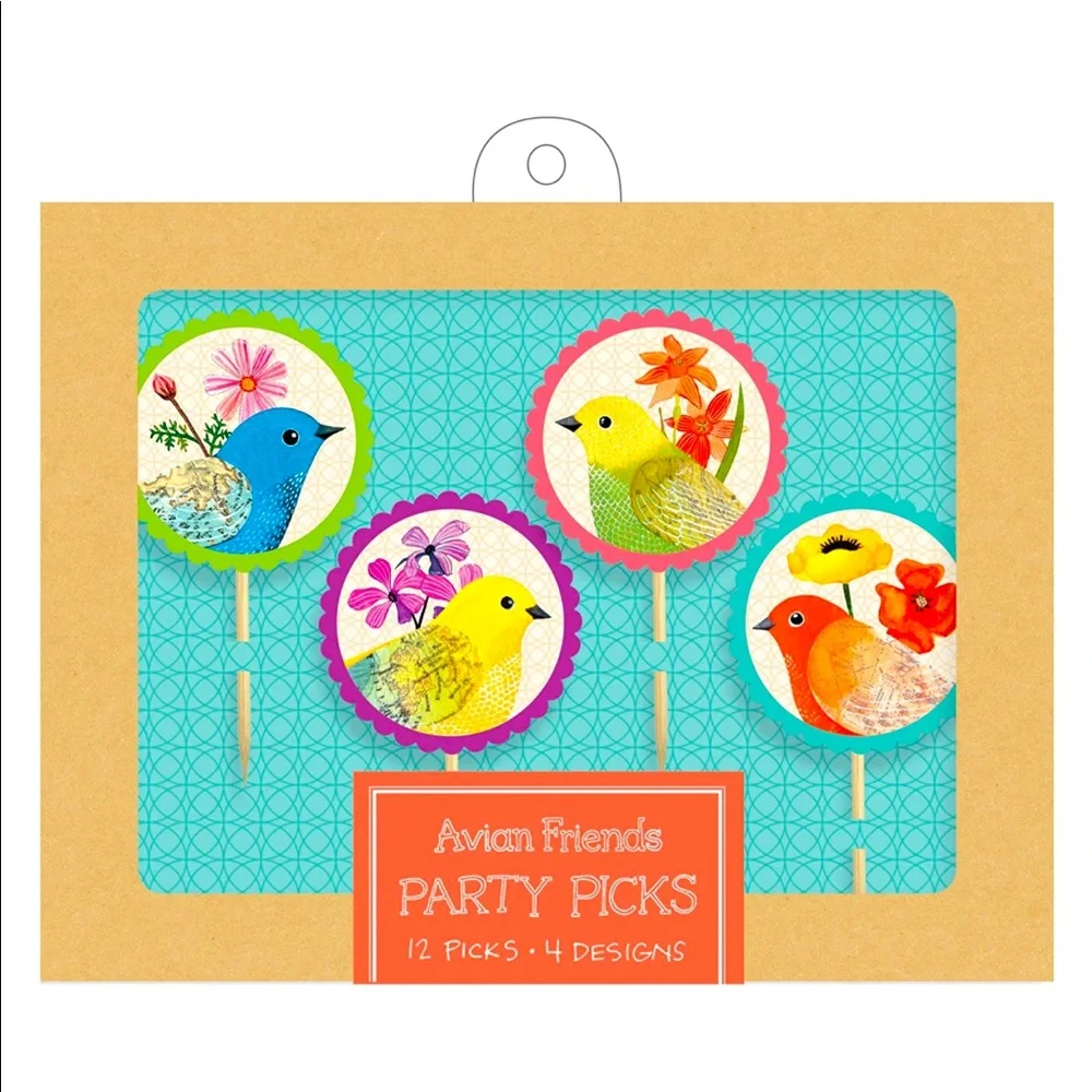 Galison Avian Friends Party Picks 12ct (3 ea of 4 Designs)